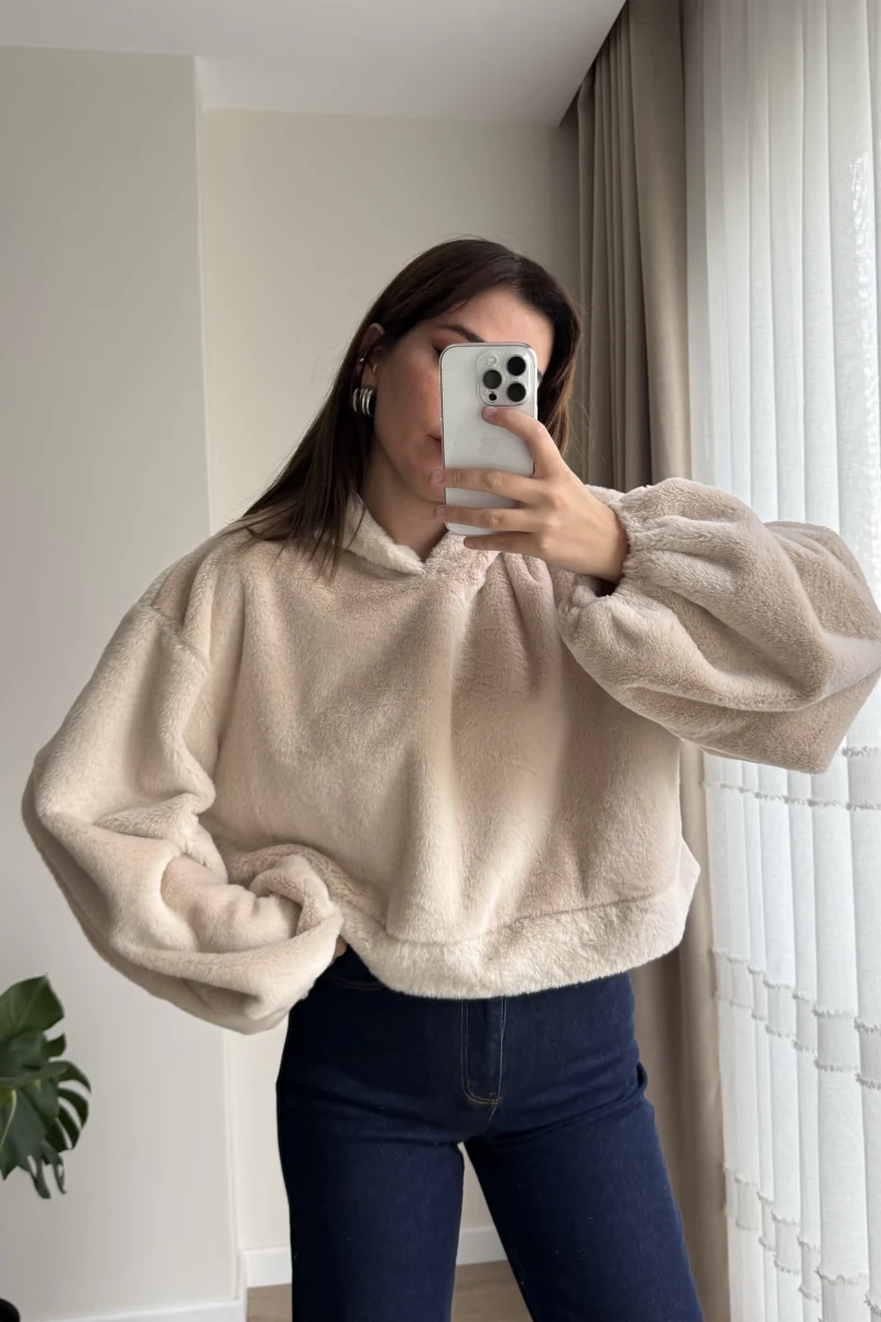 Peluş Kapüşonlu Sweat