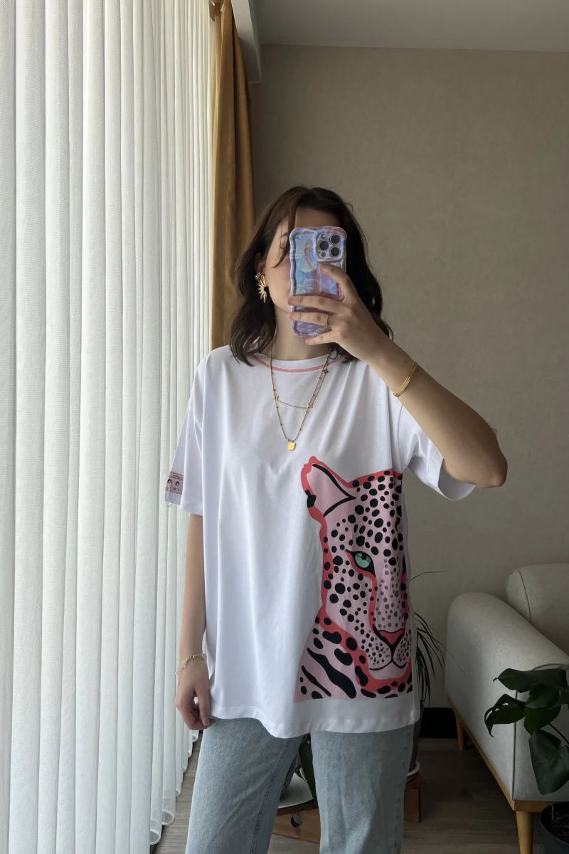 Pembe Kaplan T-Shirt