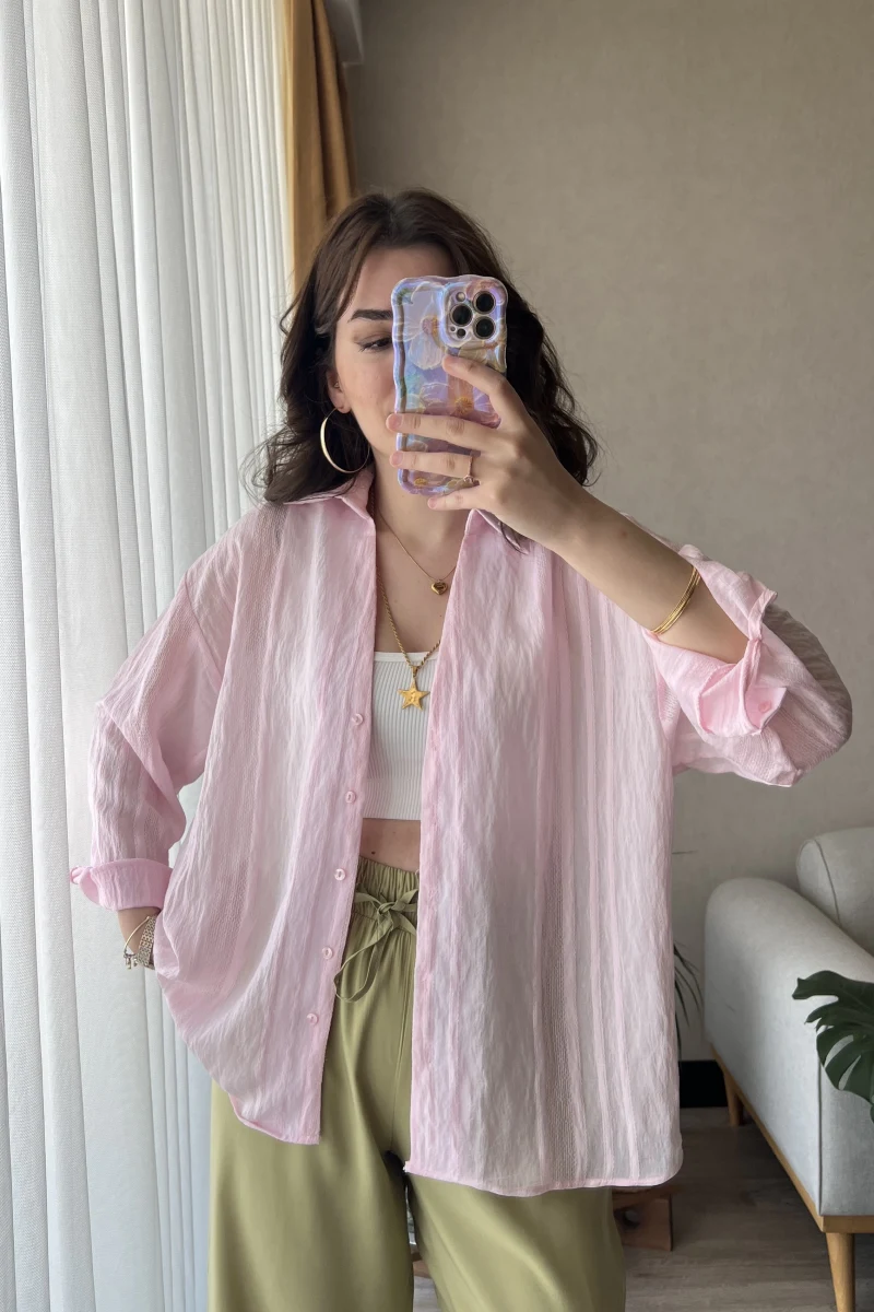 Pembe Tül Gömlek