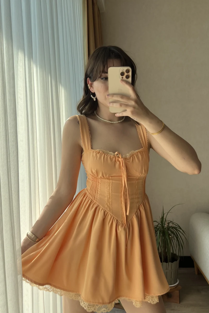 Penapella Serisi Turuncu Dantelli ELBİSE