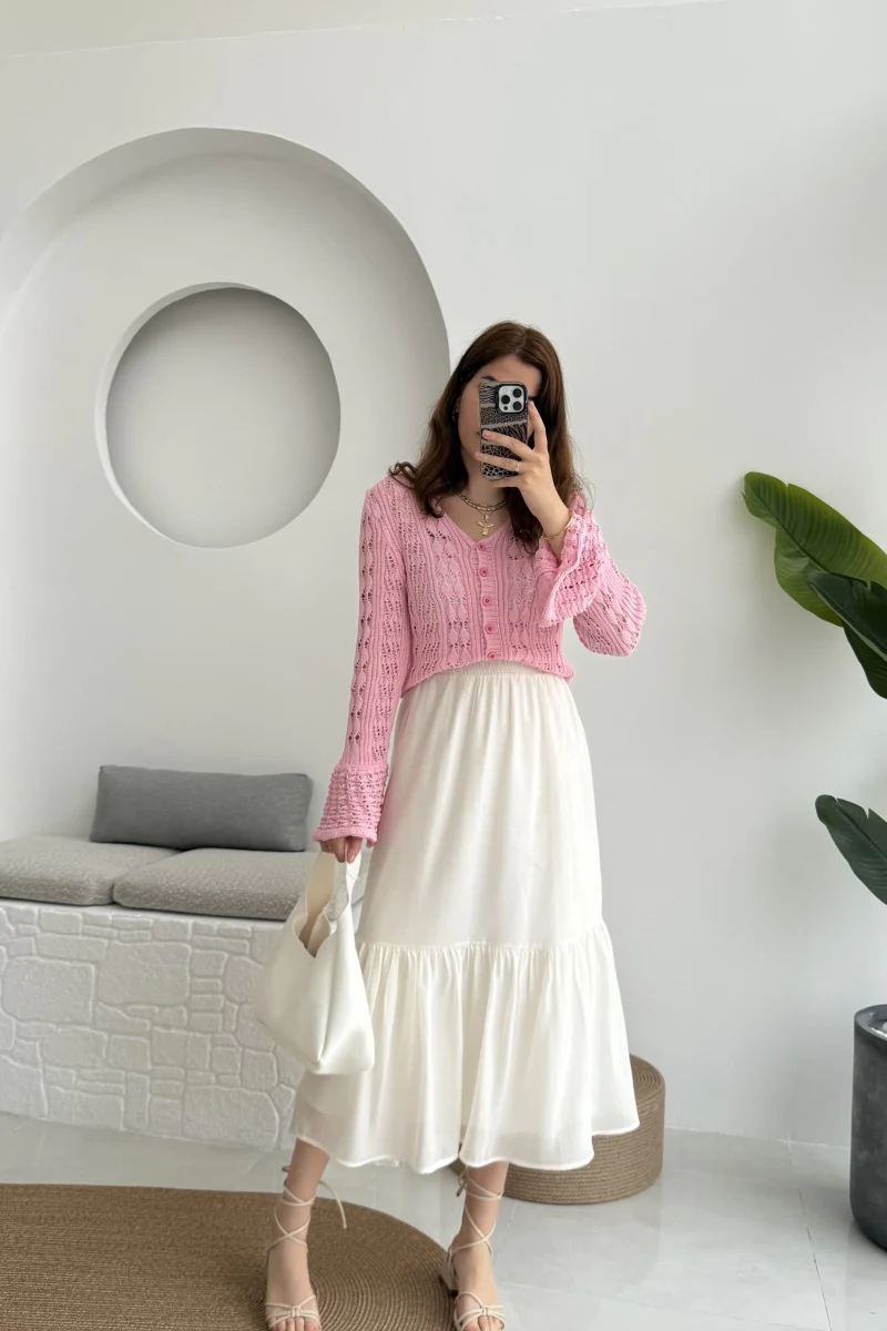 Piana Lastikli Etek Kırık Beyaz