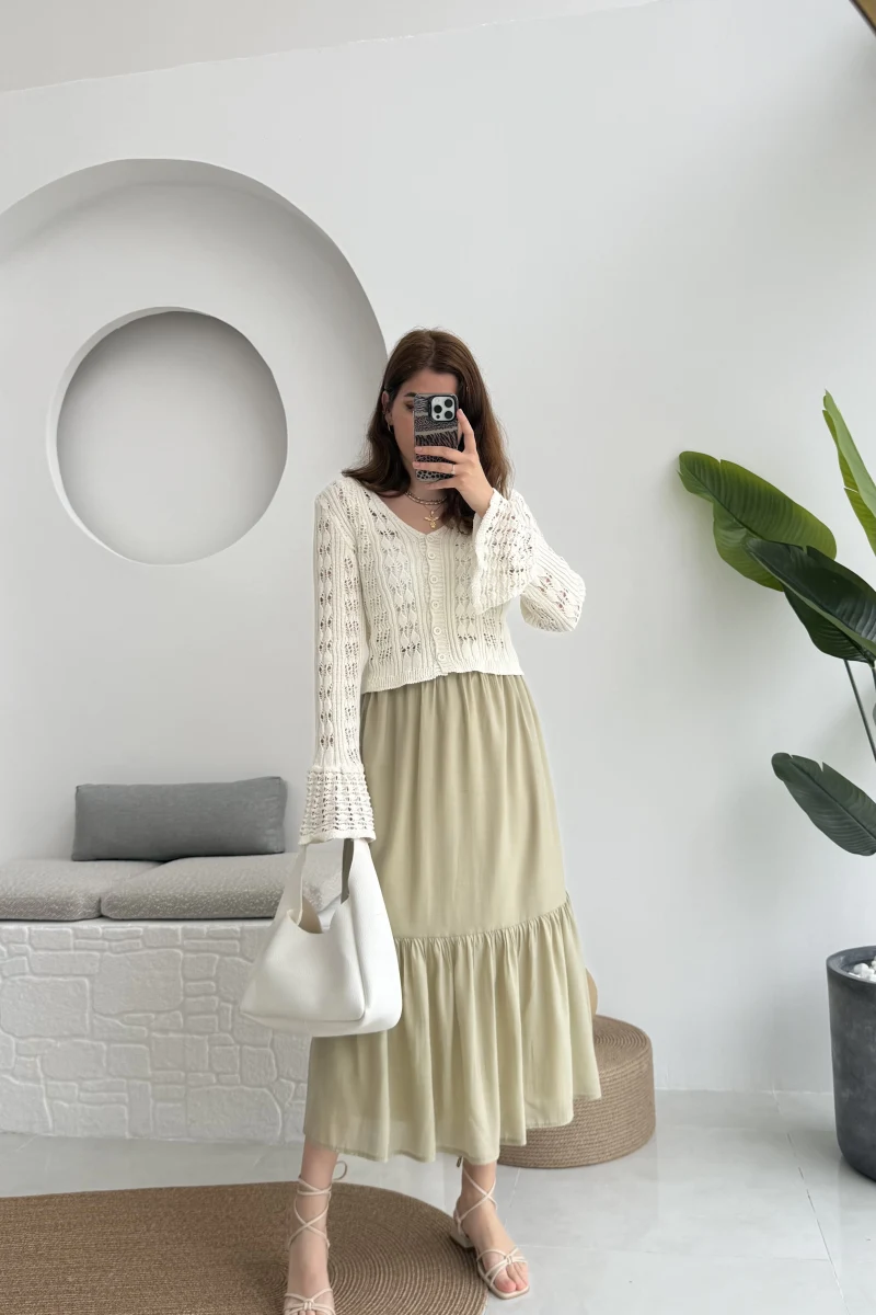 Piana Lastikli Etek Haki