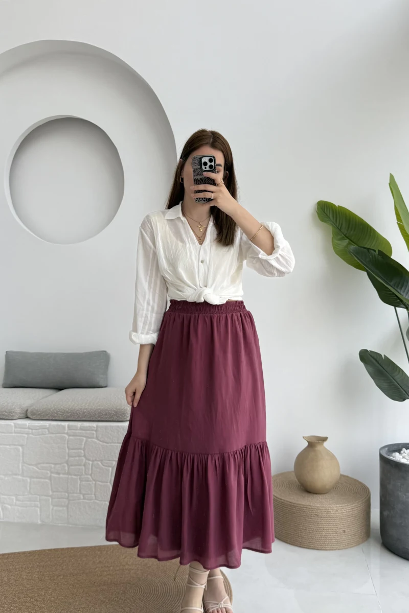 Piana Lastikli Etek Mürdüm