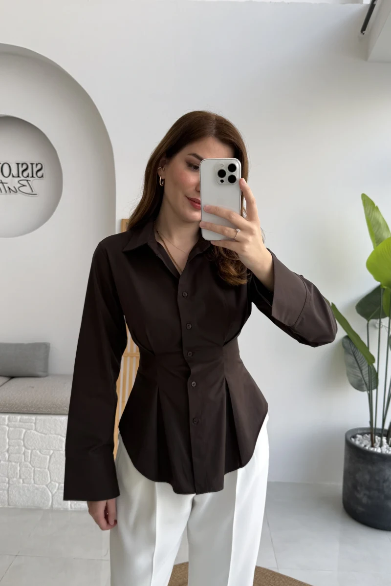 Pilili Gömlek - Kahve - Kod: 4965