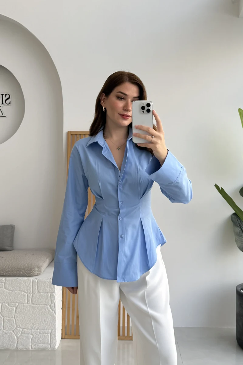 Pilili Gömlek - Mavi - Kod: 4965