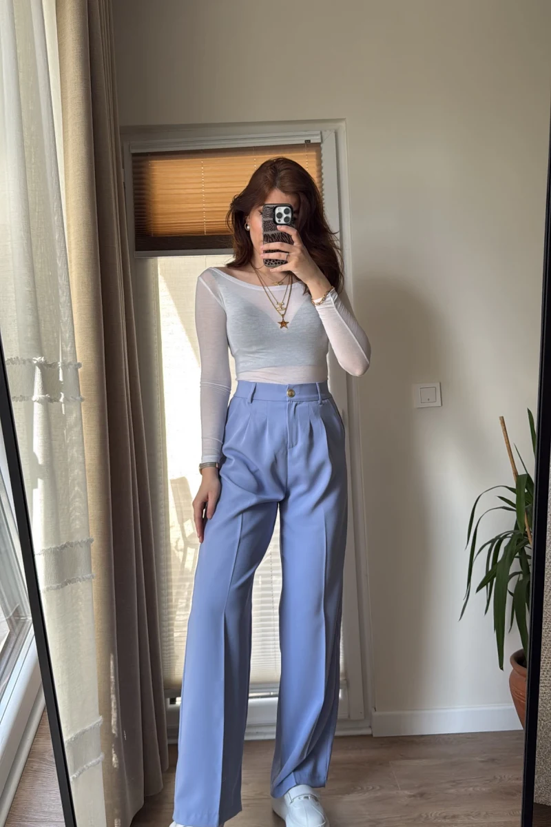 Pinata Pileli Palazzo Pantolon- Bebe Mavisi