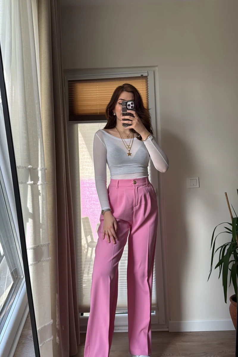 Pinata Pileli Palazzo Pantolon- Pembe