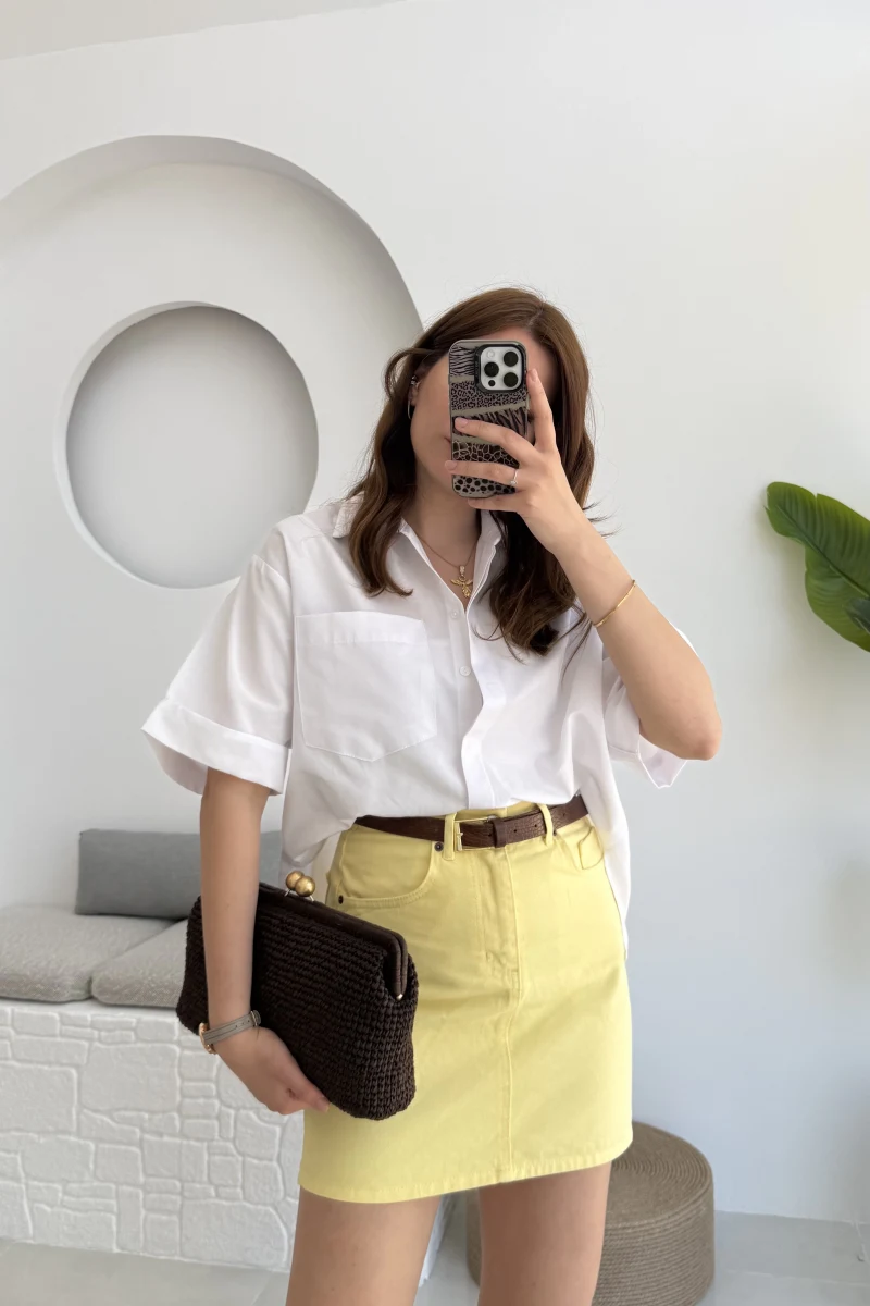 Poplin Kumaş Gömlek Beyaz - 2093