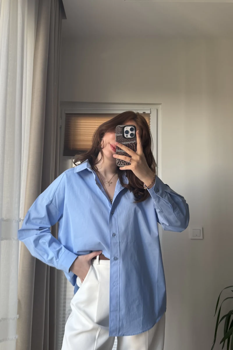 Poplin Premium Mavi Gömlek