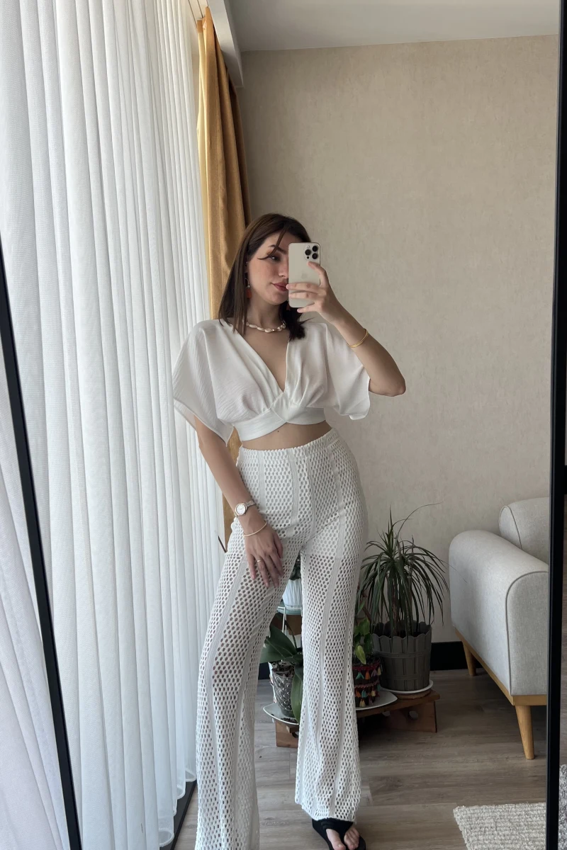 Premium Triko Beyaz Pantolon