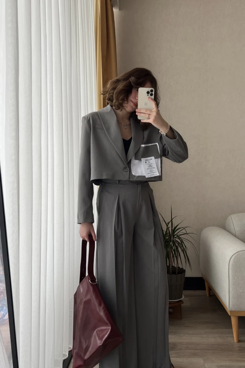 Premium Antrasit Ceketli Takım