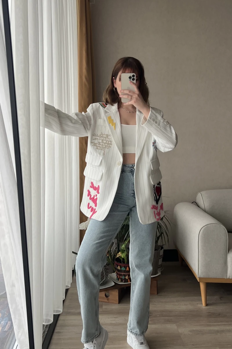 Premium Blazer Nakış Detay Ceket