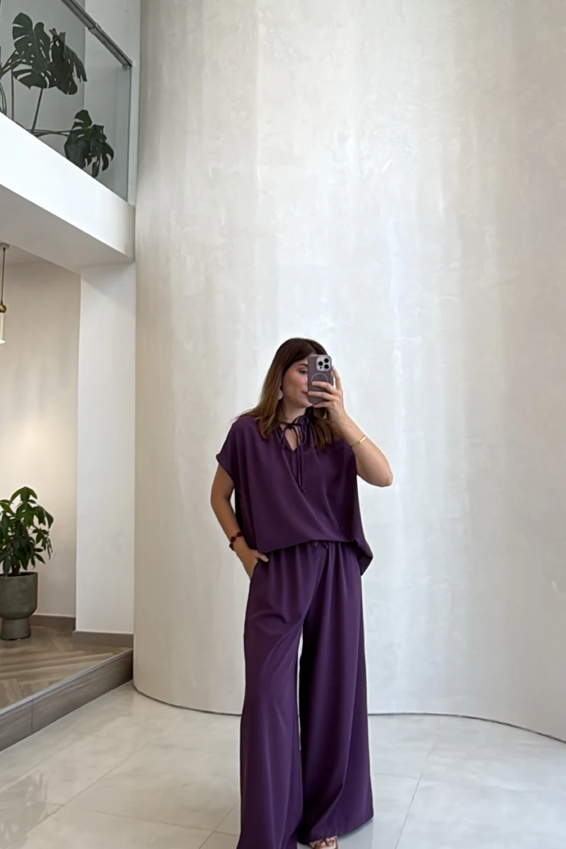 Pretty Bağlamalı Reglan Kol Takım - Mor - Kod: 9165