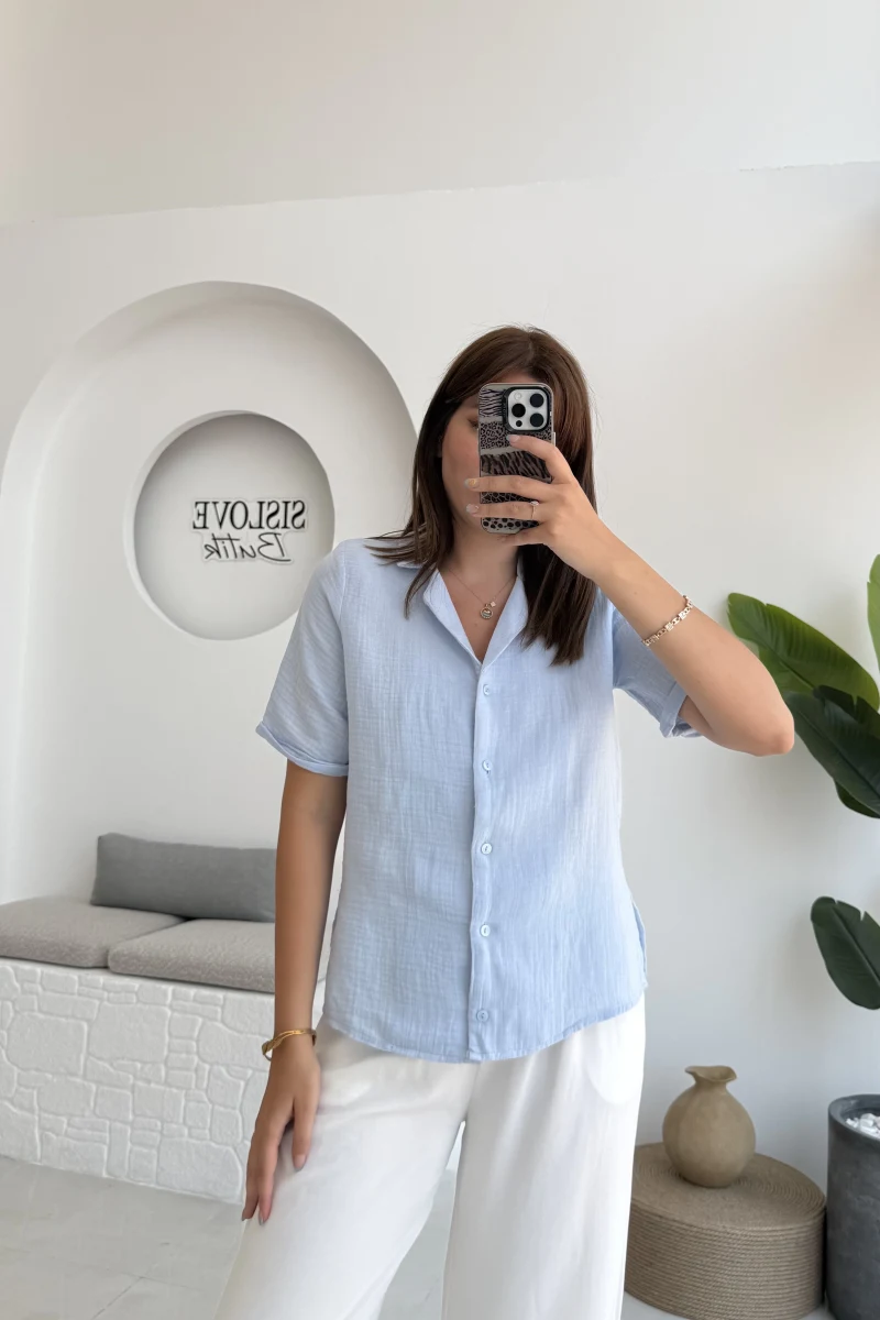 Puf Gömlek-2104-Bebe Mavisi