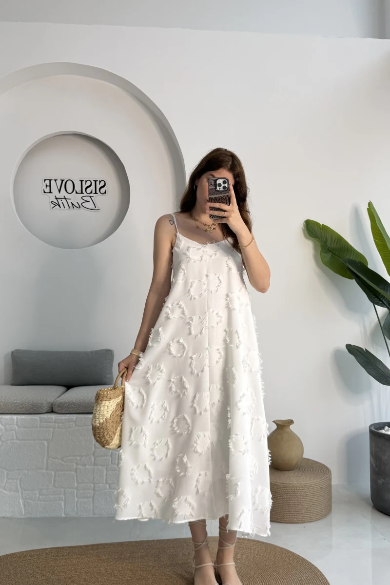 ELBİSE Püskül Elbise - Beyaz - 3060