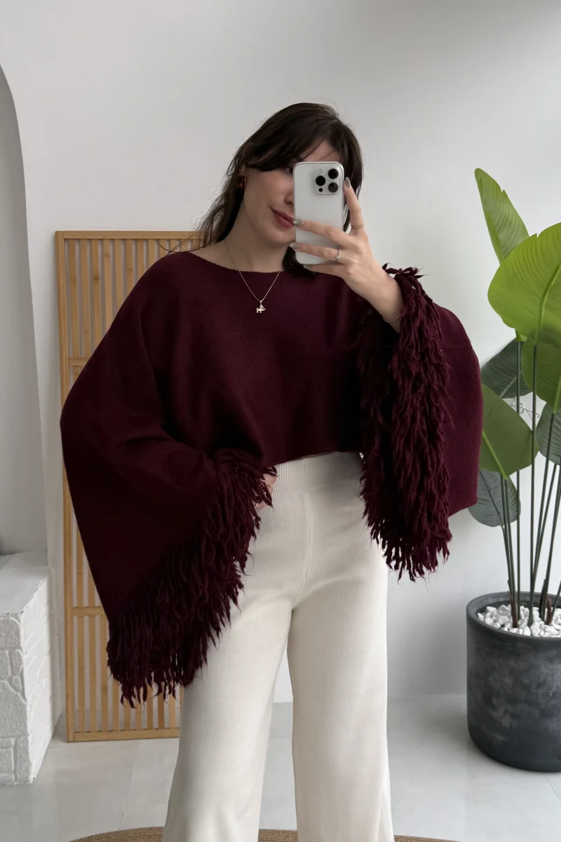 Püsküllü Panço - Bordo