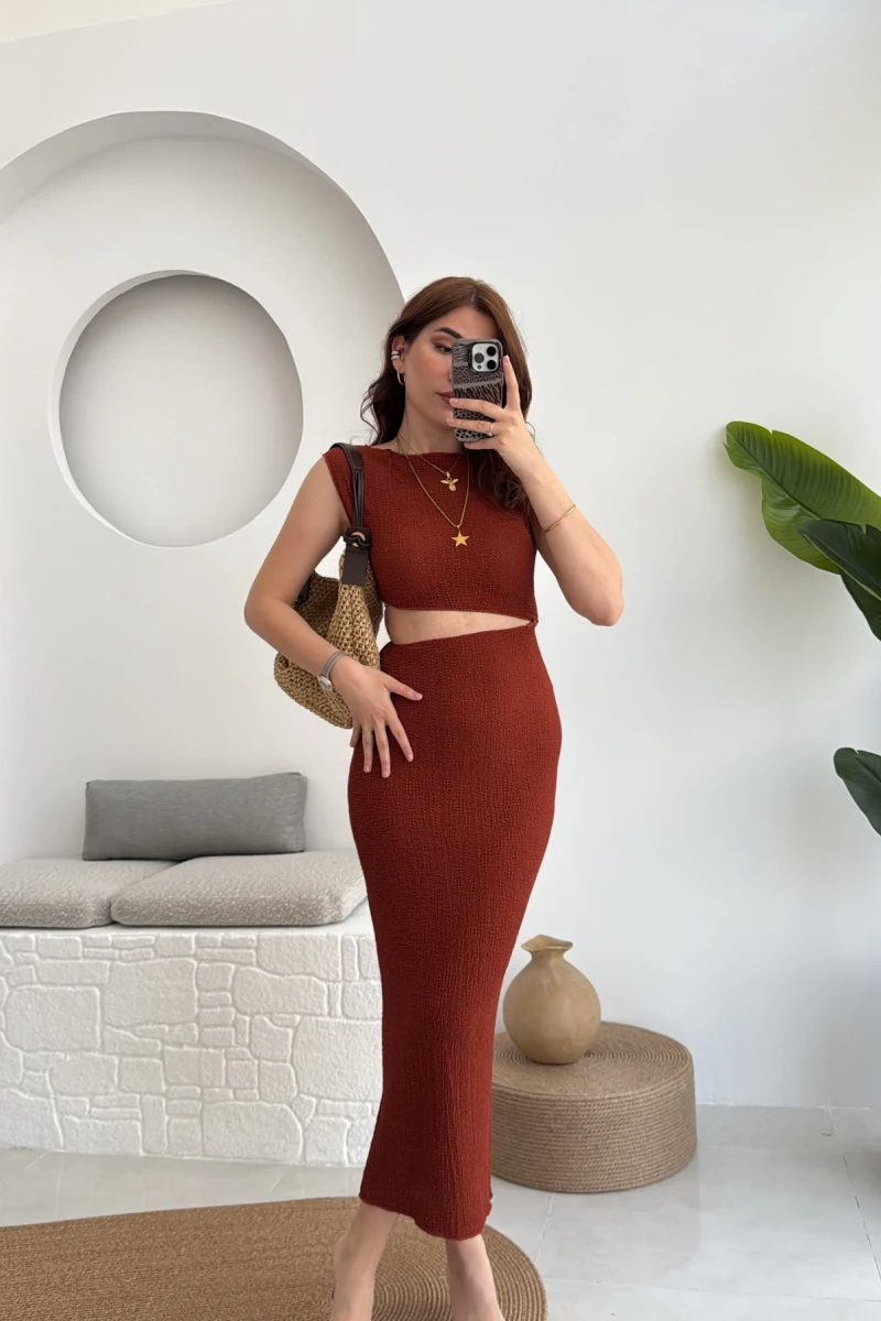 Ramona Bürümcük Elbise Kiremit