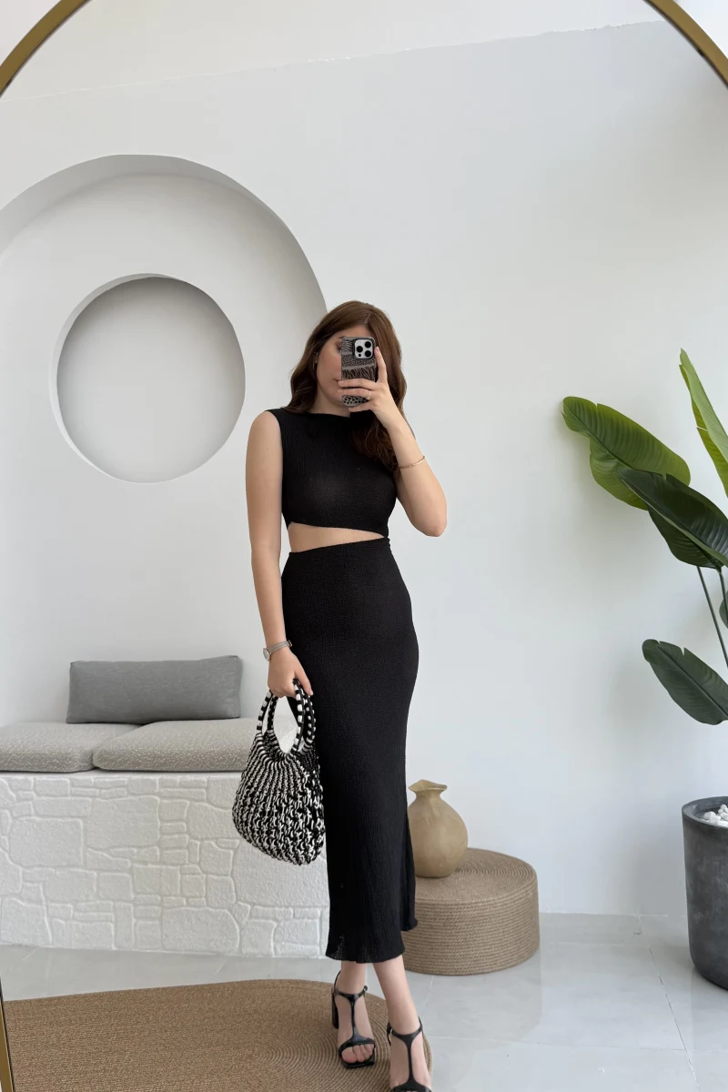 Ramona Bürümcük Elbise Siyah