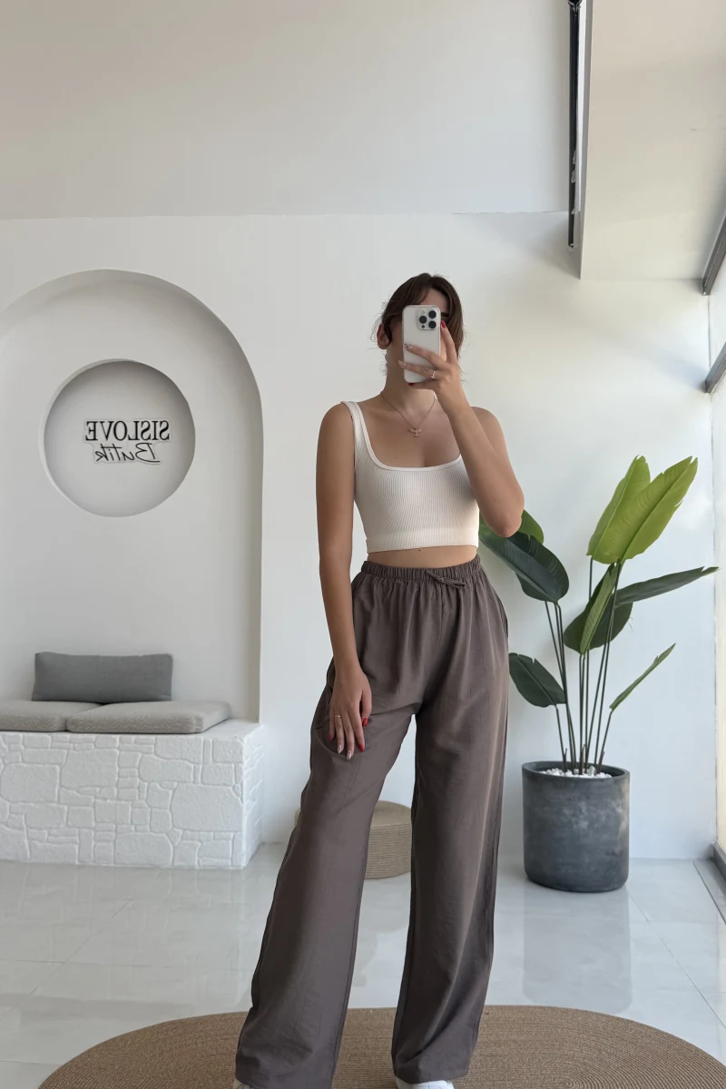 Raya Cepli Pantolon - Koyu Vizon