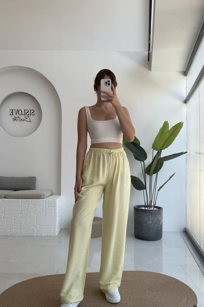 Raya Cepli Pantolon - Sarı