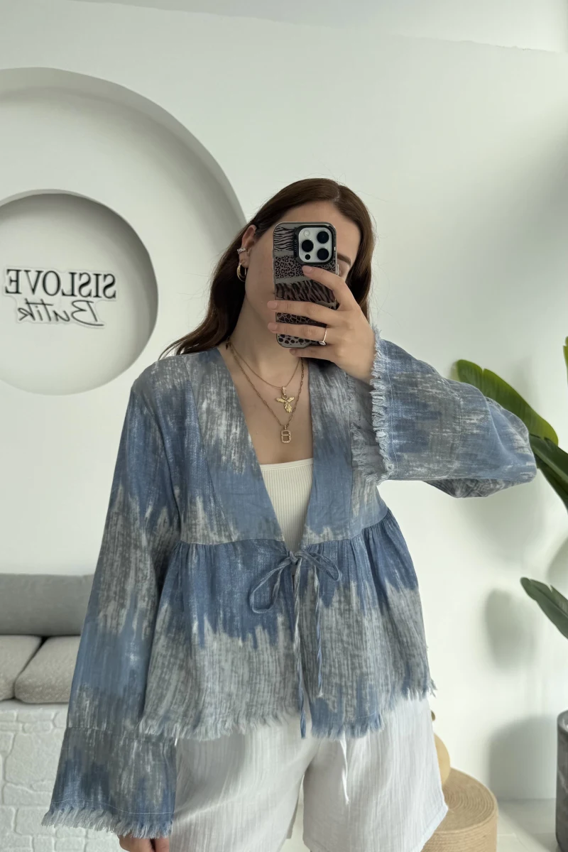 Renkli Kimono Mavi 7013