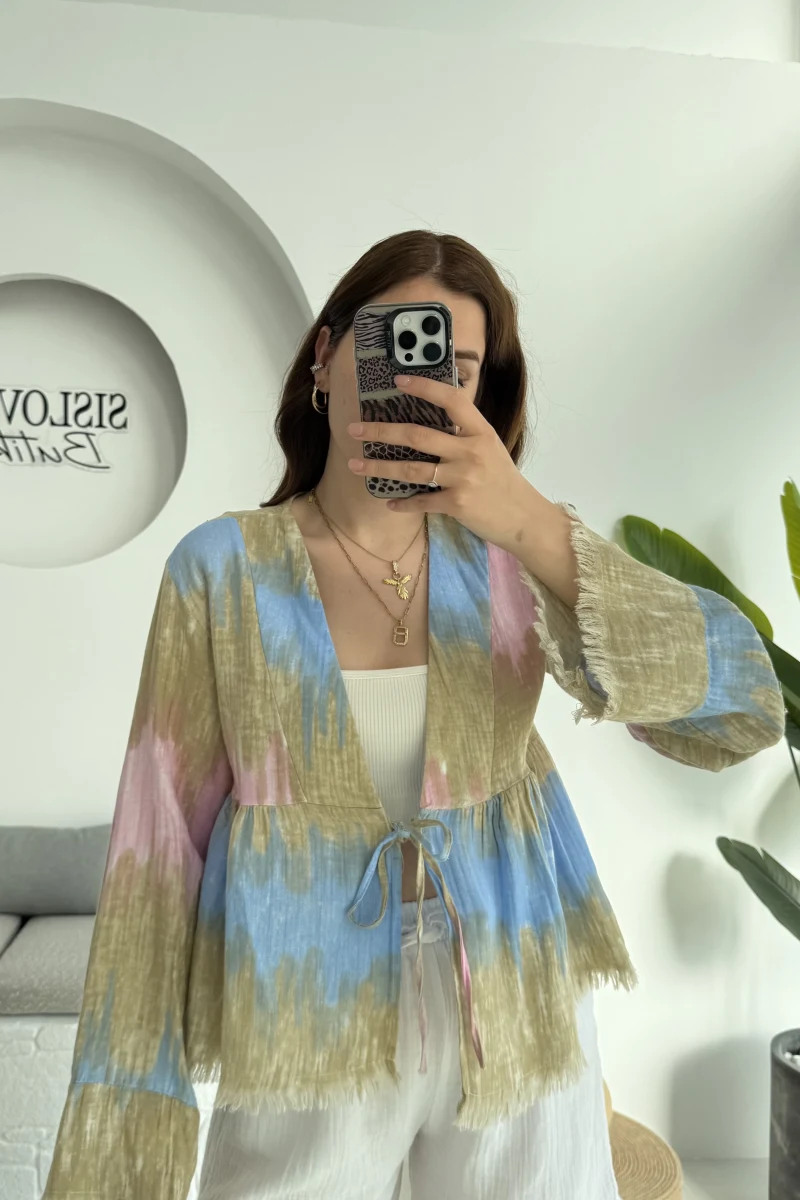 Renkli Kimono Pembe 7013