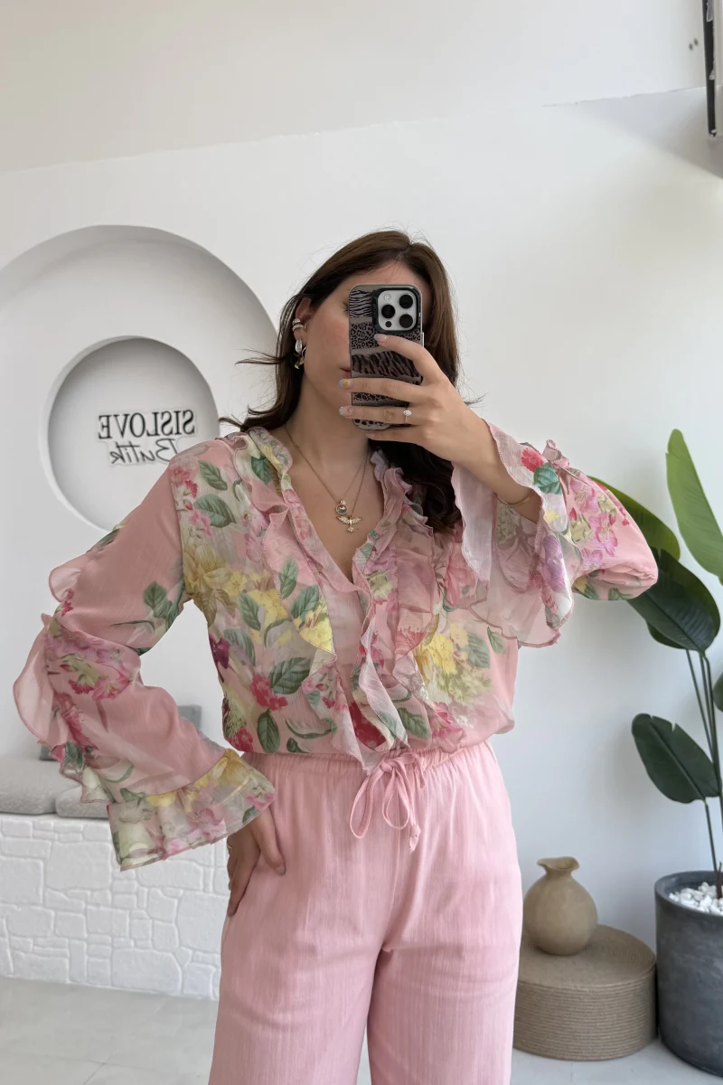 Renkli Şifon Gömlek