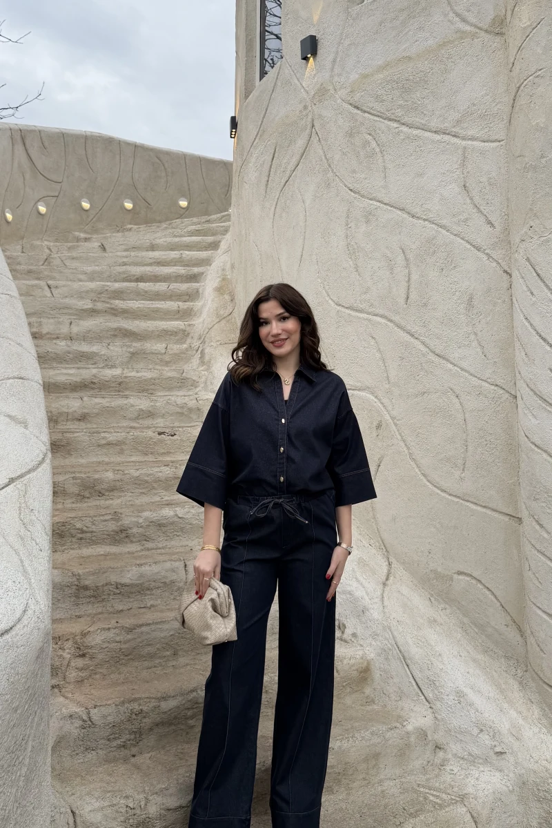 Roar Denim Gömlek-Pantolon Takım - Lacivert - Kod: 2201 4042