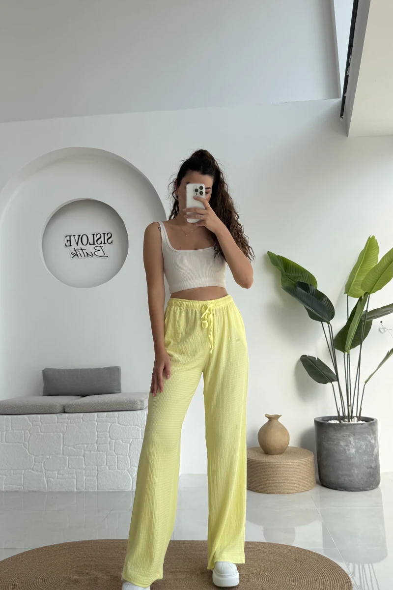 Ru Bürümcük Pantolon Sarı - 4023