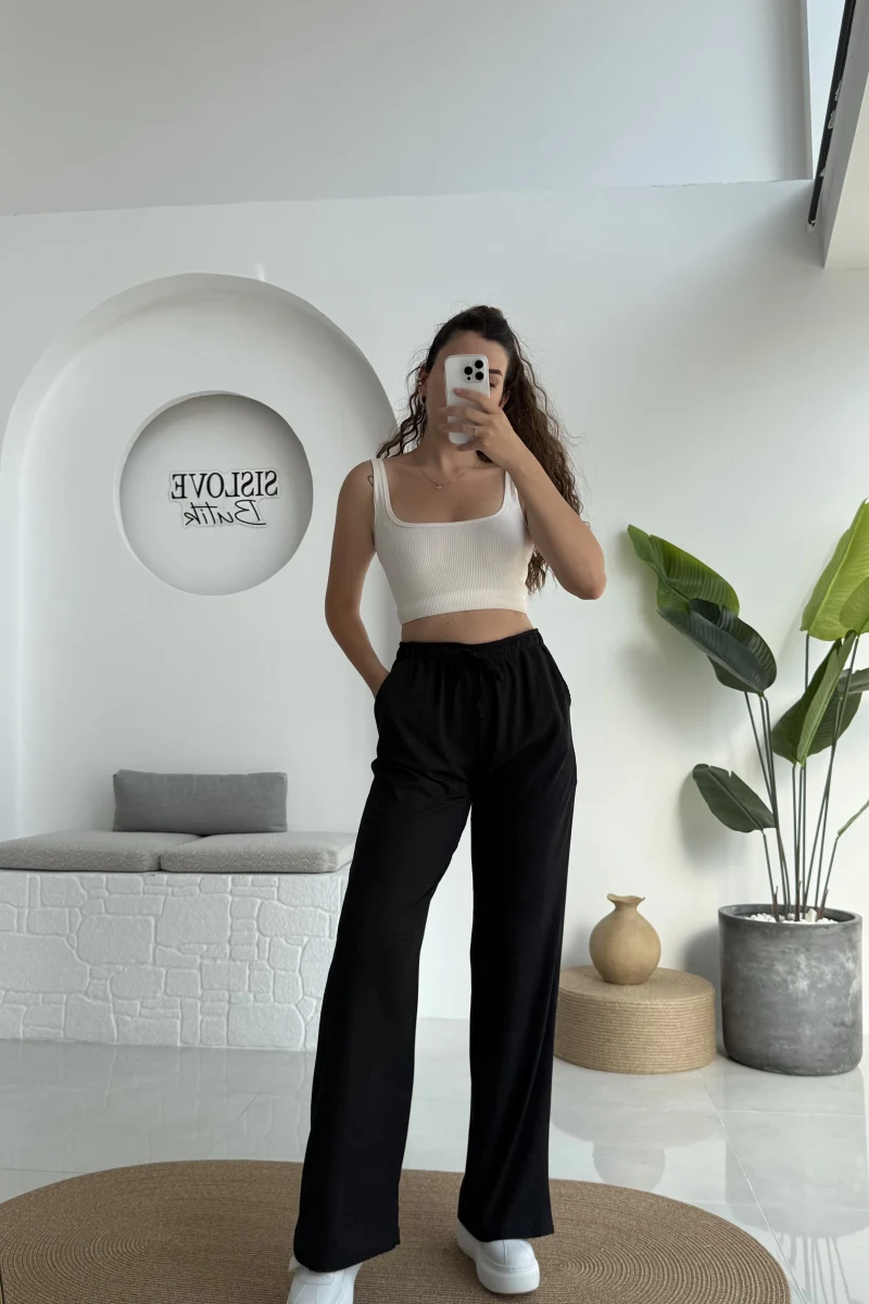 Ru Bürümcük Pantolon Siyah - 4023