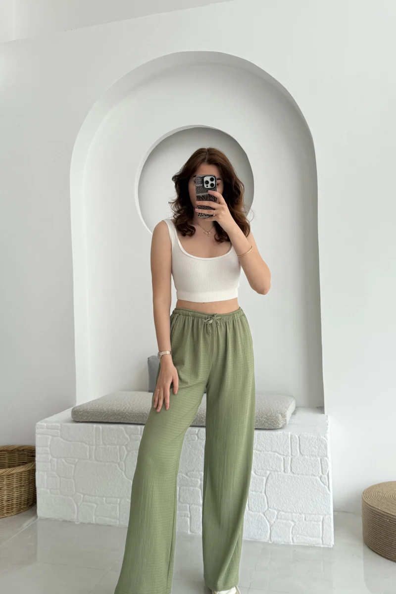 Ru Bürümcük Pantolon Çağla Yeşili - 4023