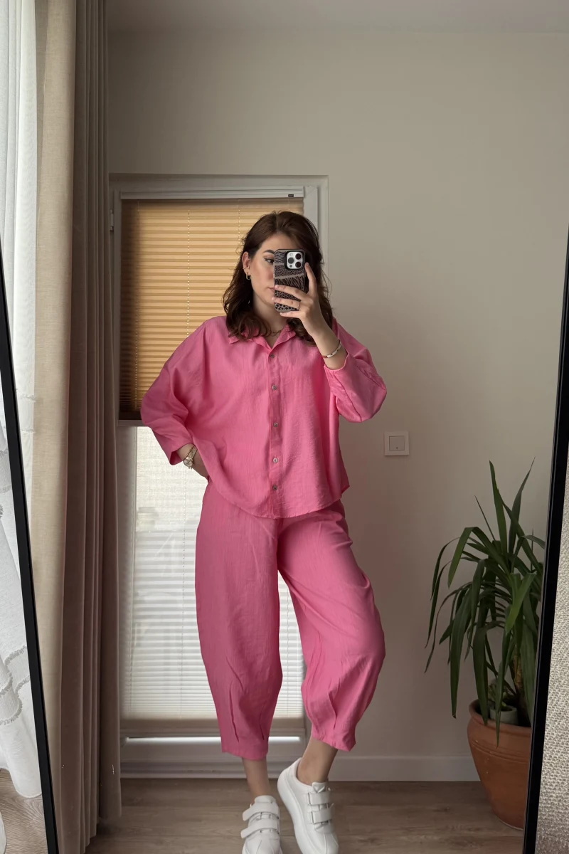 Rüya Gömlek Pantolon Takım Pembe