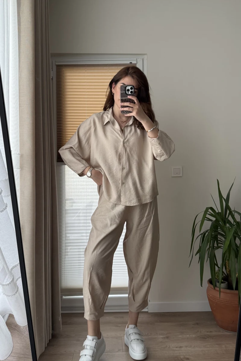 Rüya Gömlek Pantolon Takım Taş