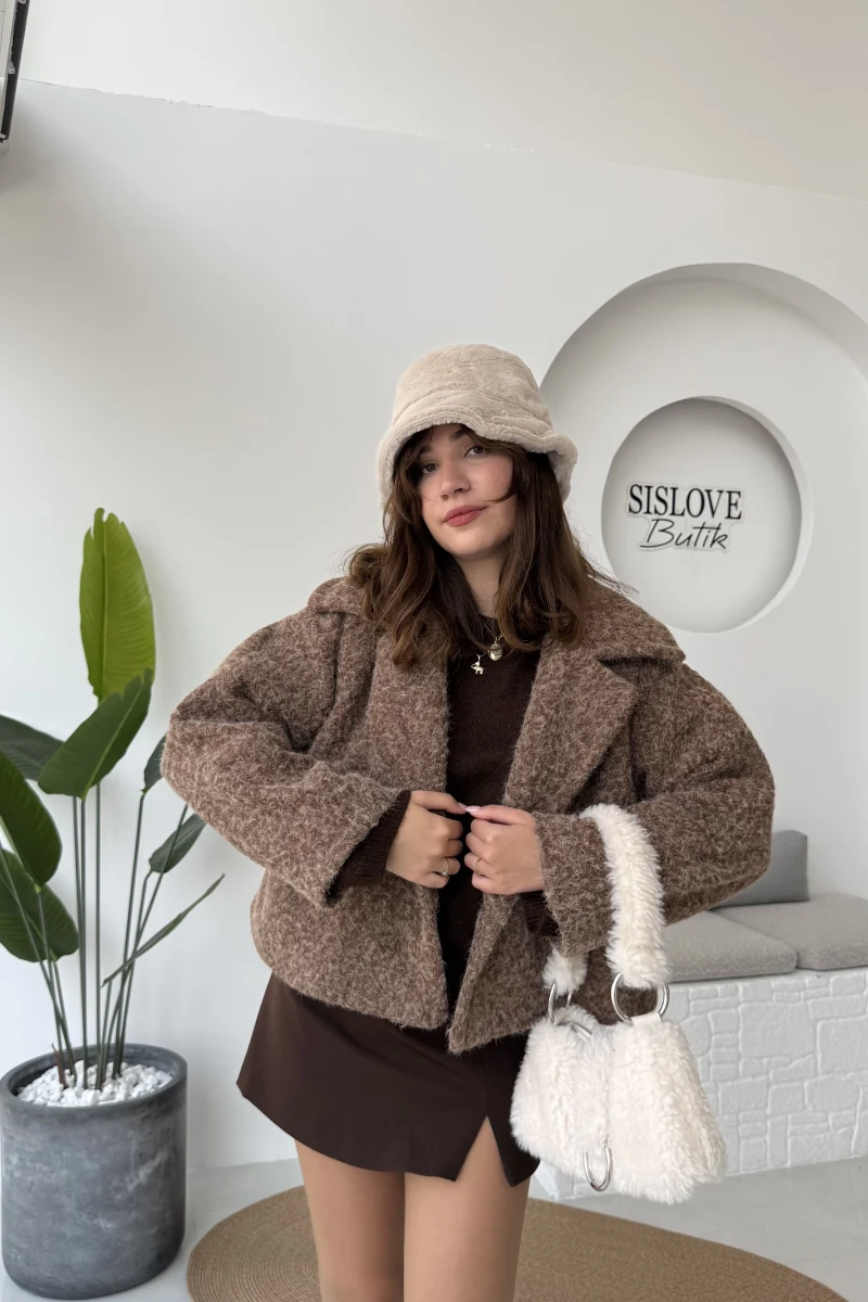 Sakallı Tek Düğmeli Ceket - Kahve