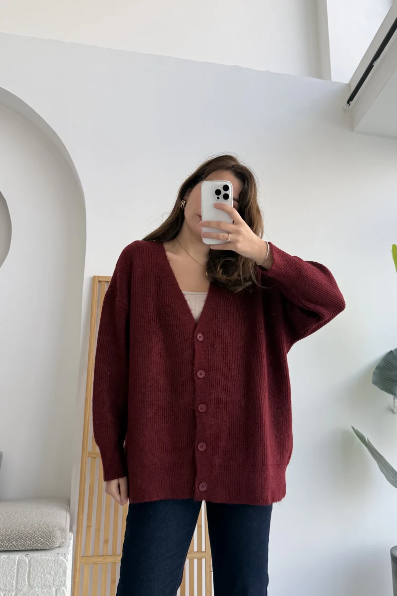 Salaş Hırka Bordo Kod: 9043