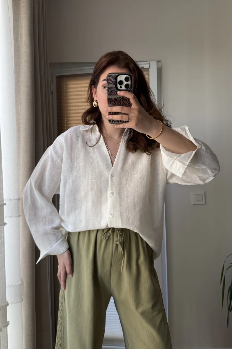 Santoria V Yaka Gömlek Beyaz (4957)