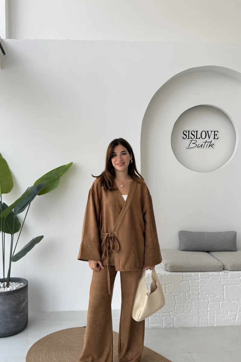 Serena Süet Takım - Camel - Kod: 6023