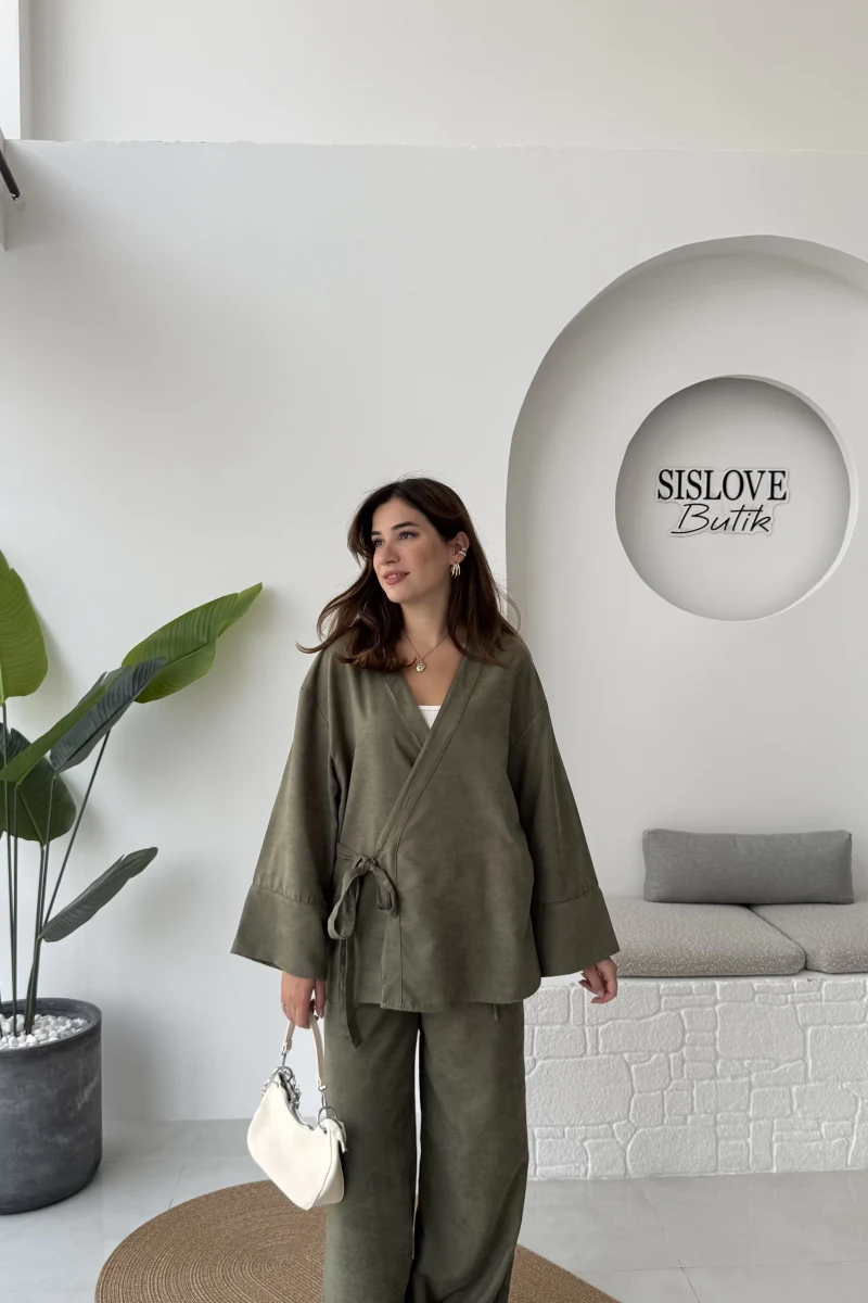 Serena Süet Takım - Haki - Kod: 6023