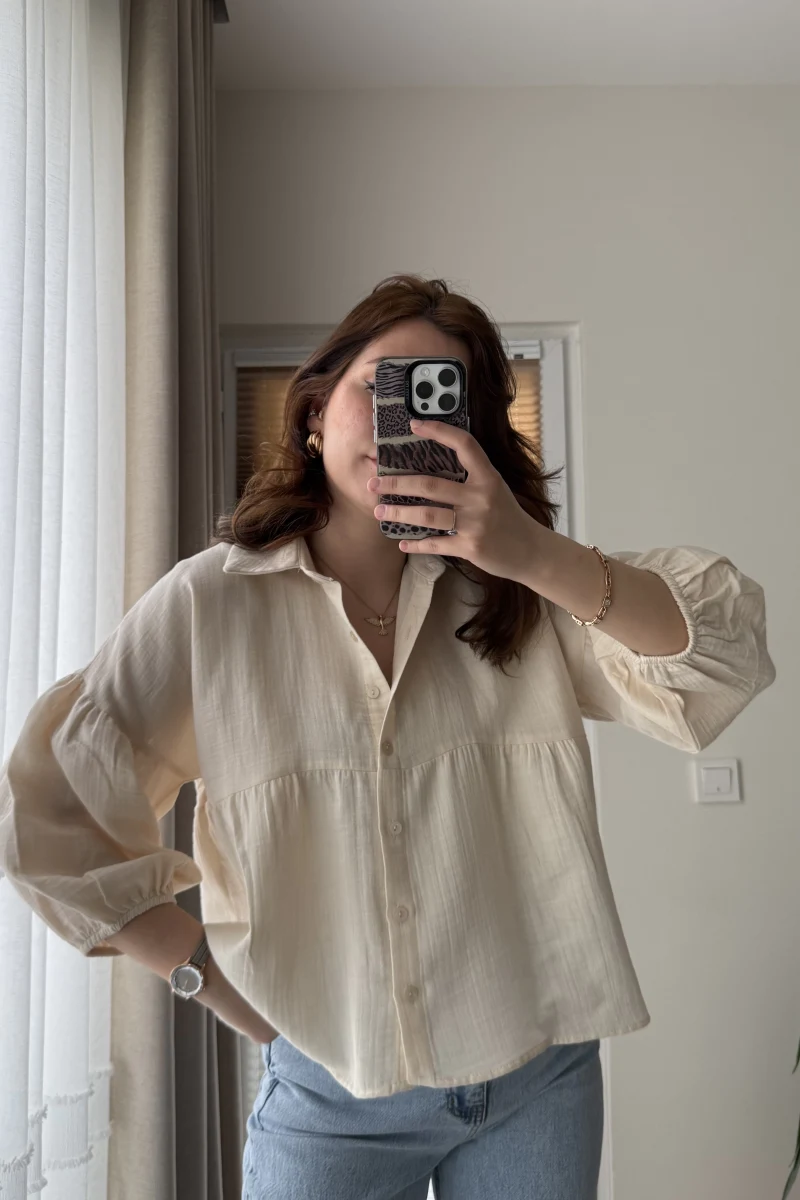 Siana Müslin Kumaş Krem Gömlek