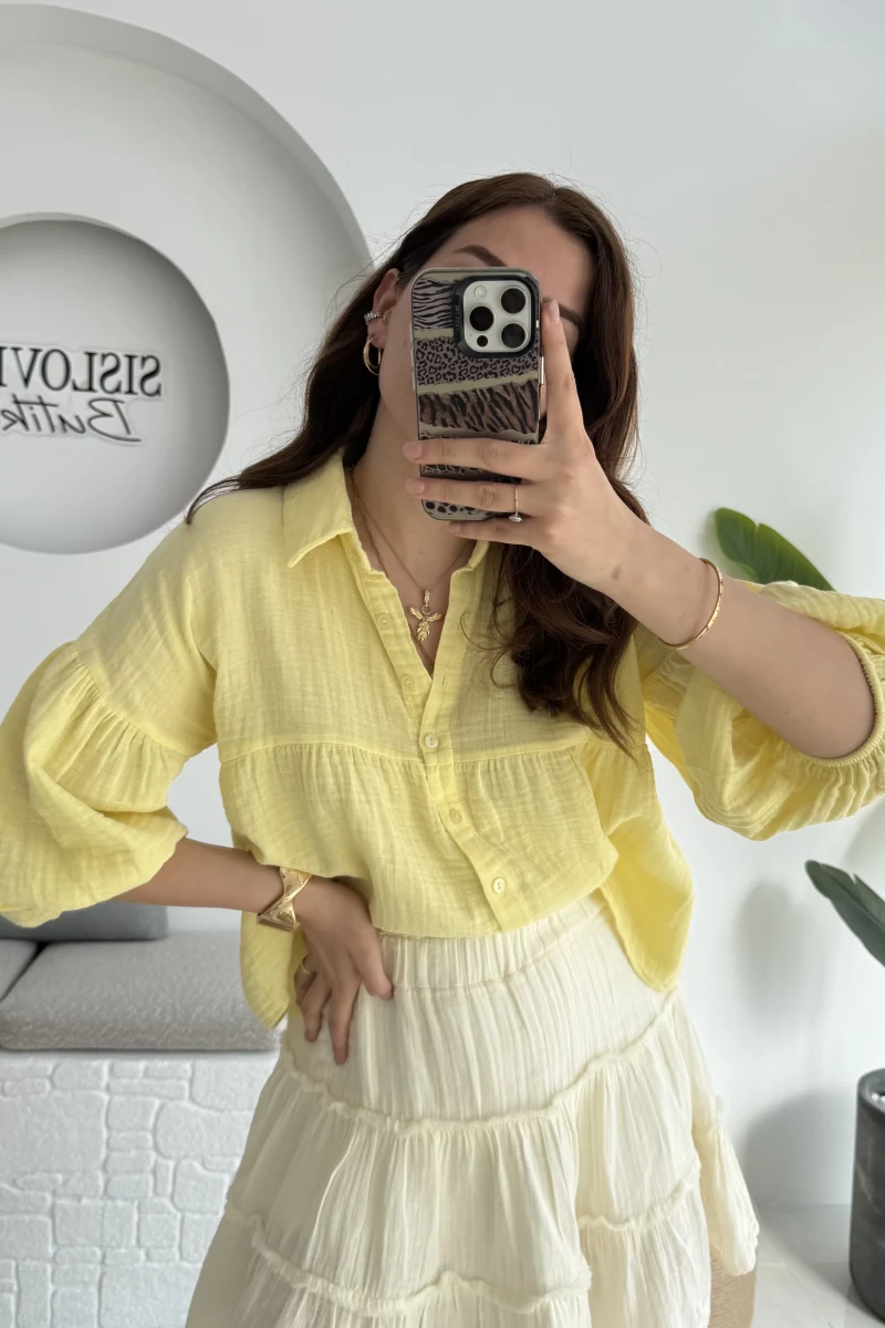 Siana Müslin Kumaş Sarı Gömlek