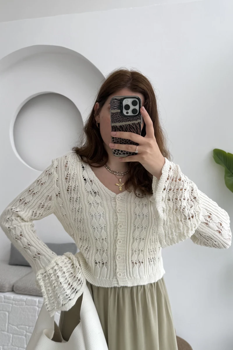 Sister Renkli Hırkalar Kırık Beyaz