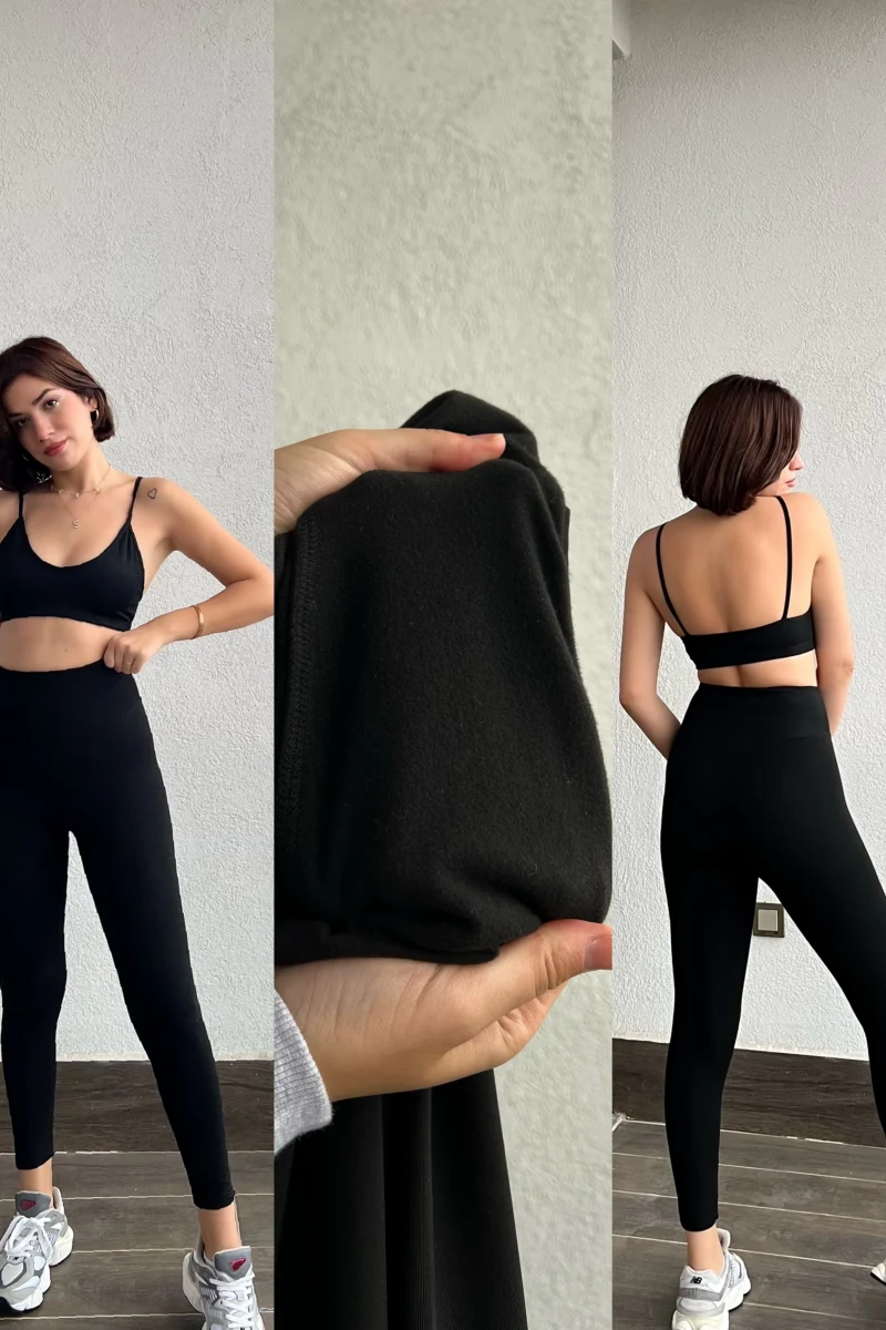 Siyah Toparlayıcı Şardonlu Ultra Yüksek Bel Tayt