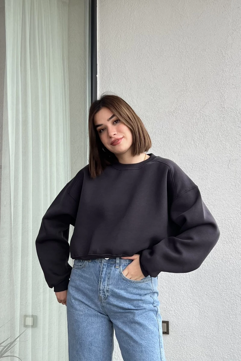 Snw Antrasit 3 İplik Polarlı Sweat