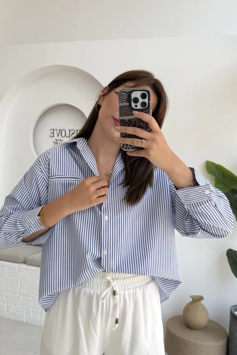 Snw Çizgili Gömlek Mavi