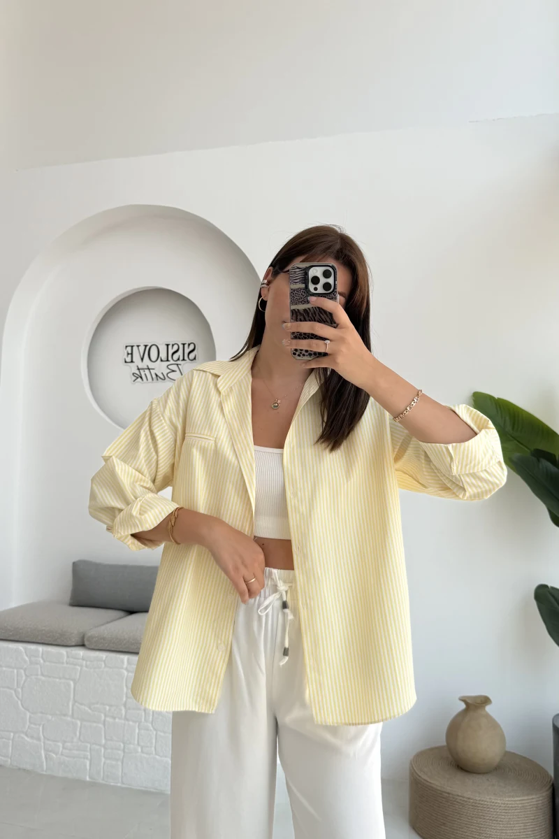 Snw Çizgili Gömlek Sarı