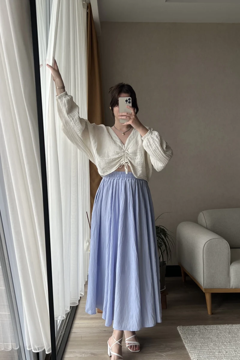 Star Bebe Mavisi Uzun Cepli Etek