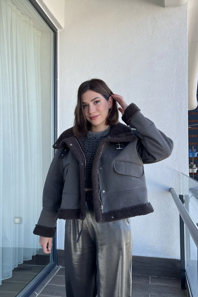 Süet Kürklü Mont Ceket