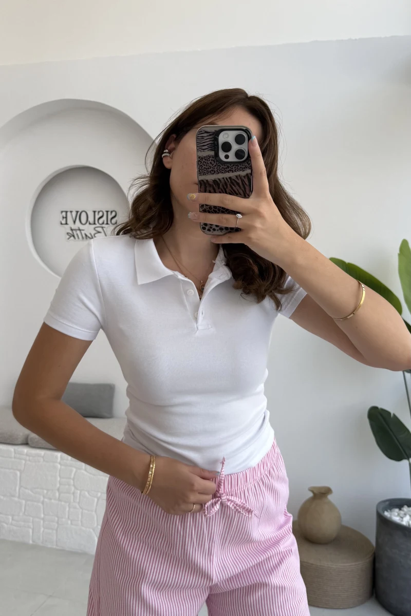 Sugar Polo Yaka Kısa T-shirt - Beyaz