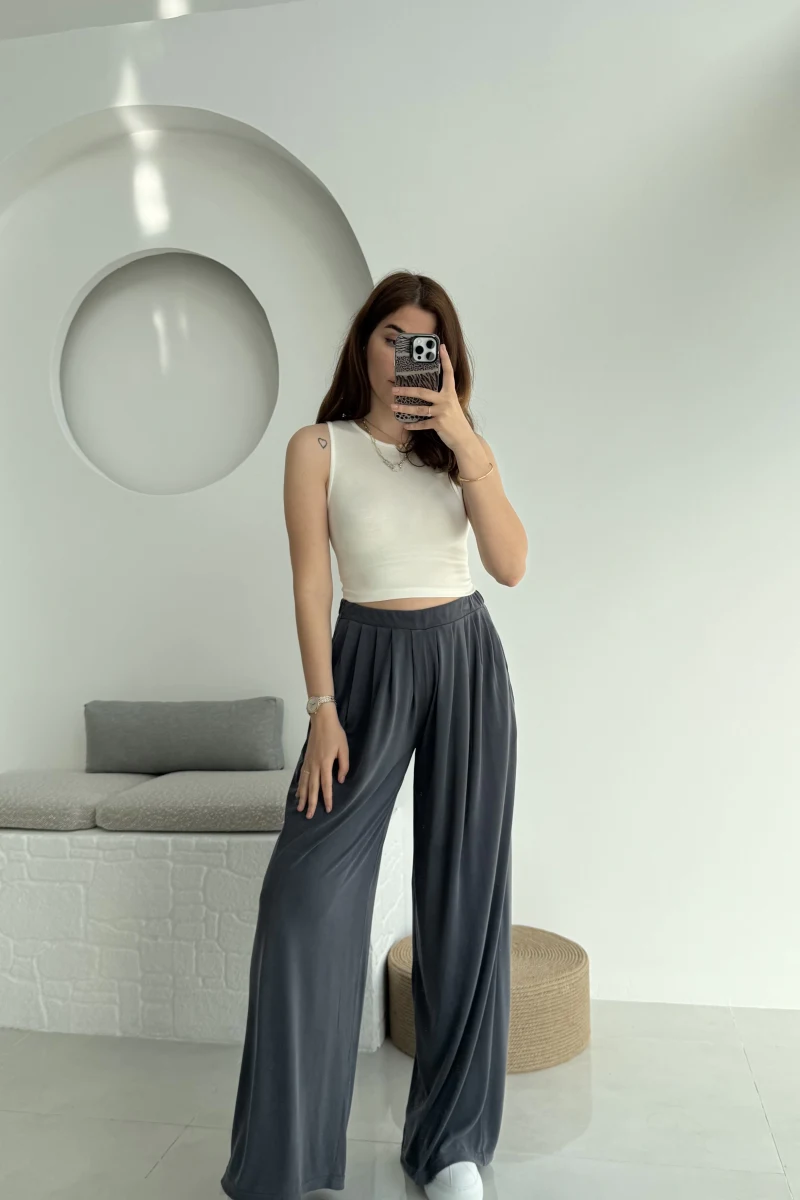 Suprm Modal Palazzo Pantolon Antrasit