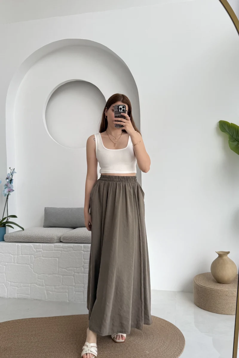 Tensel Modal Cepli Etek Haki - 5002